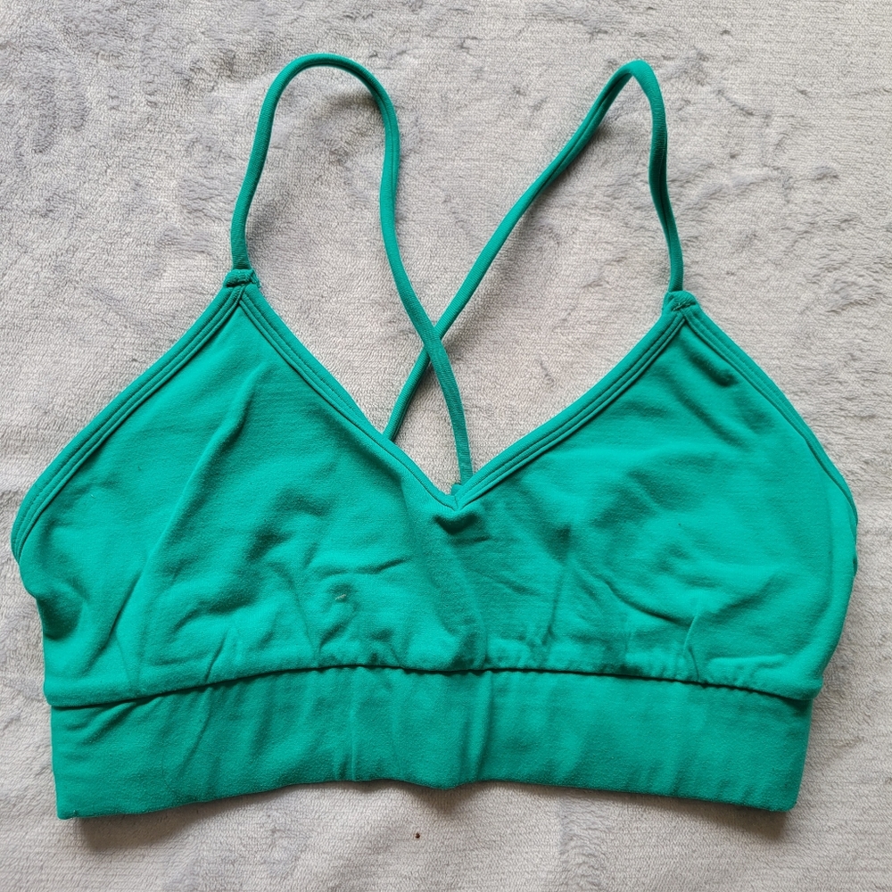 Teal yoga sports bra